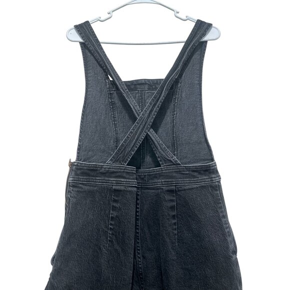 Madewell Tapered Ballon Overall Jumpsuit Womens 6 Black Denim Cross Back Casual - Picture 15 of 16